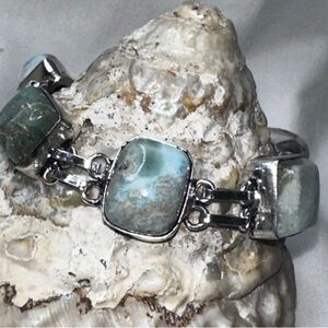 Caribbean Larimar Multi Gem handcrafted bracelet